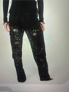 Black Lace Cargo Pants by MSGM - size 38